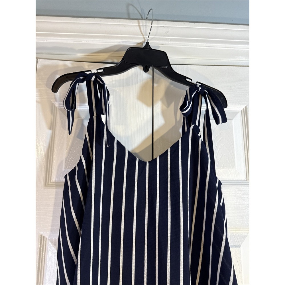 Magnolia Skye Romper Jumpsuit Navy Blue White Women's Large One‎ Piece Wide Leg